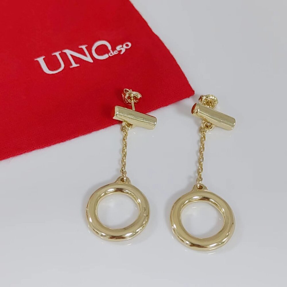UNO de 50 On / Off Earring, with Chain and Small Ring Gold Plated